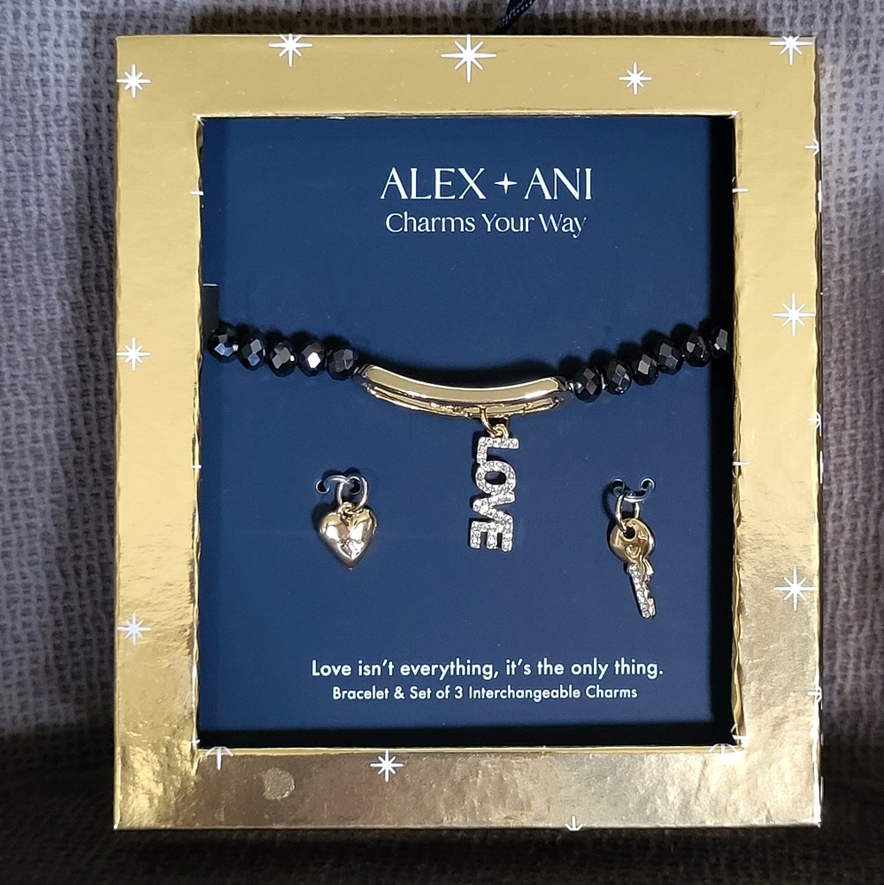 Alex and Ani "Love"❤️ Interchangeable🔄 Charm Stretch Bracelet - NIB - Picture 1 of 16